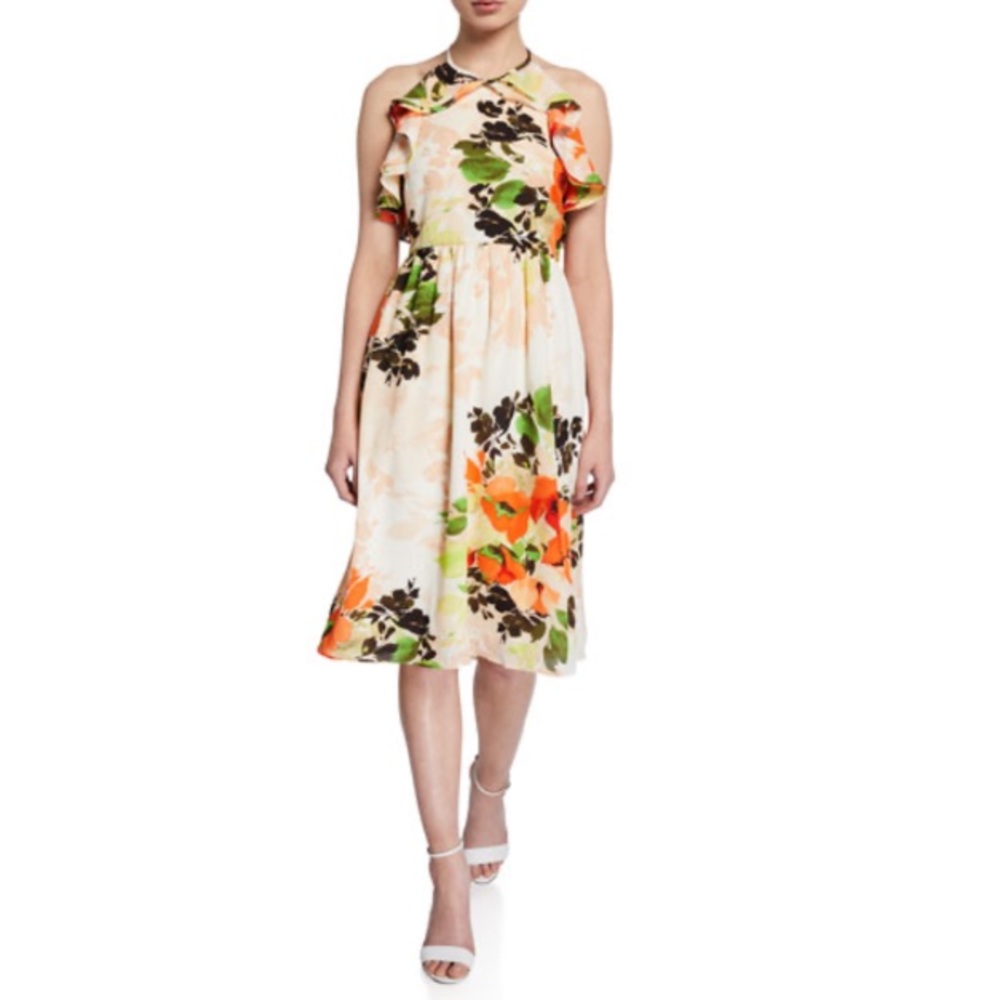 Gorgeous Nicole Miller Floral Dress With Ruffle - Picture 2 of 8